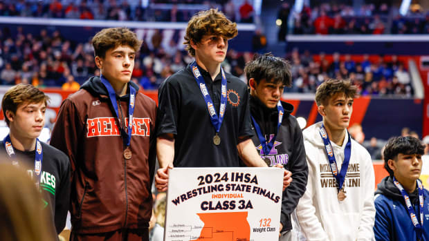 St. Charles East senior wrestler Ben Davino
